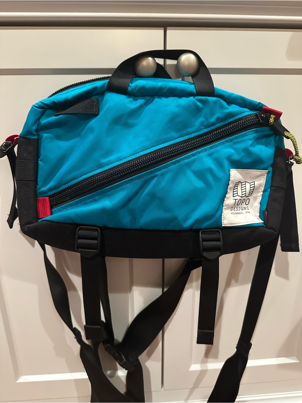 Topo Designs Quick Pack Bright Teal Diagonal-Zip Sling Belt Bag